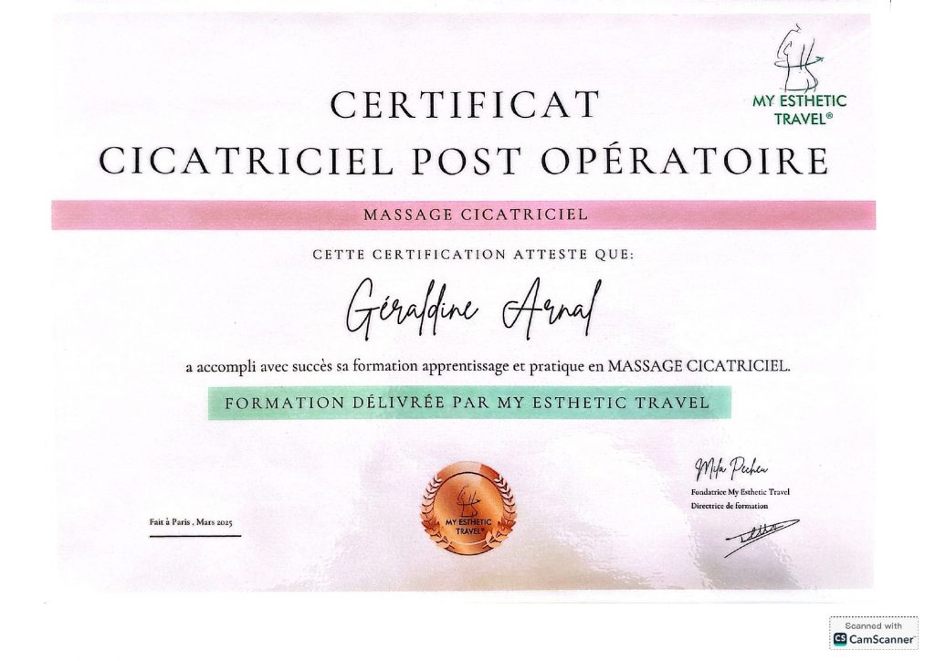 certificat massage cicatriciel post operatoire Saint-Raphael